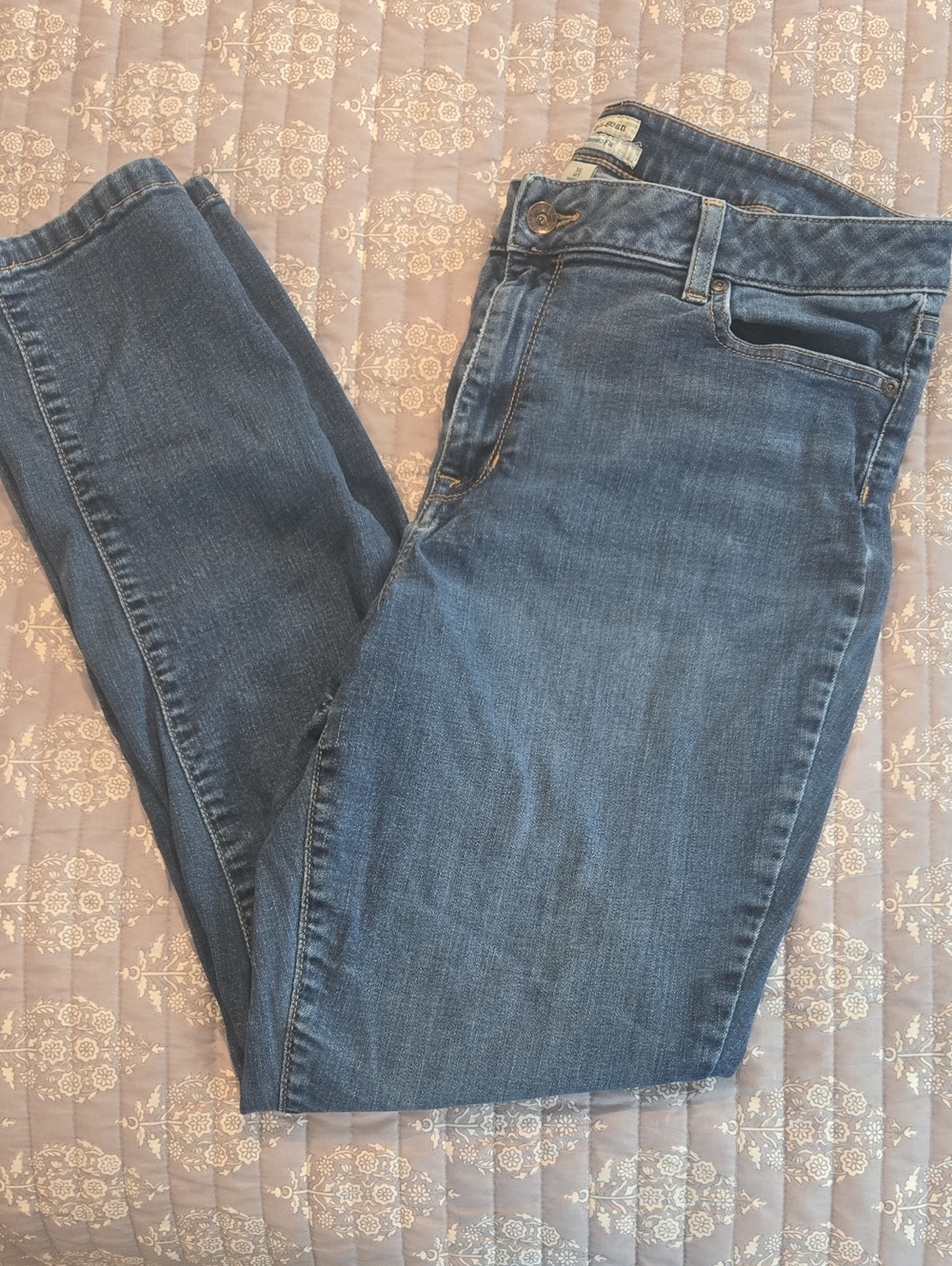 L.L. Bean Women's Straight-Leg Jeans in Blue Denim